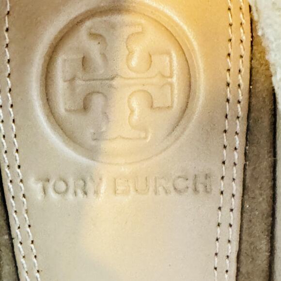 Tory Burch Shoes Womens 5.5 Beige Suede Pumps Colt Studded Round Toe Block Heels - Picture 9 of 11